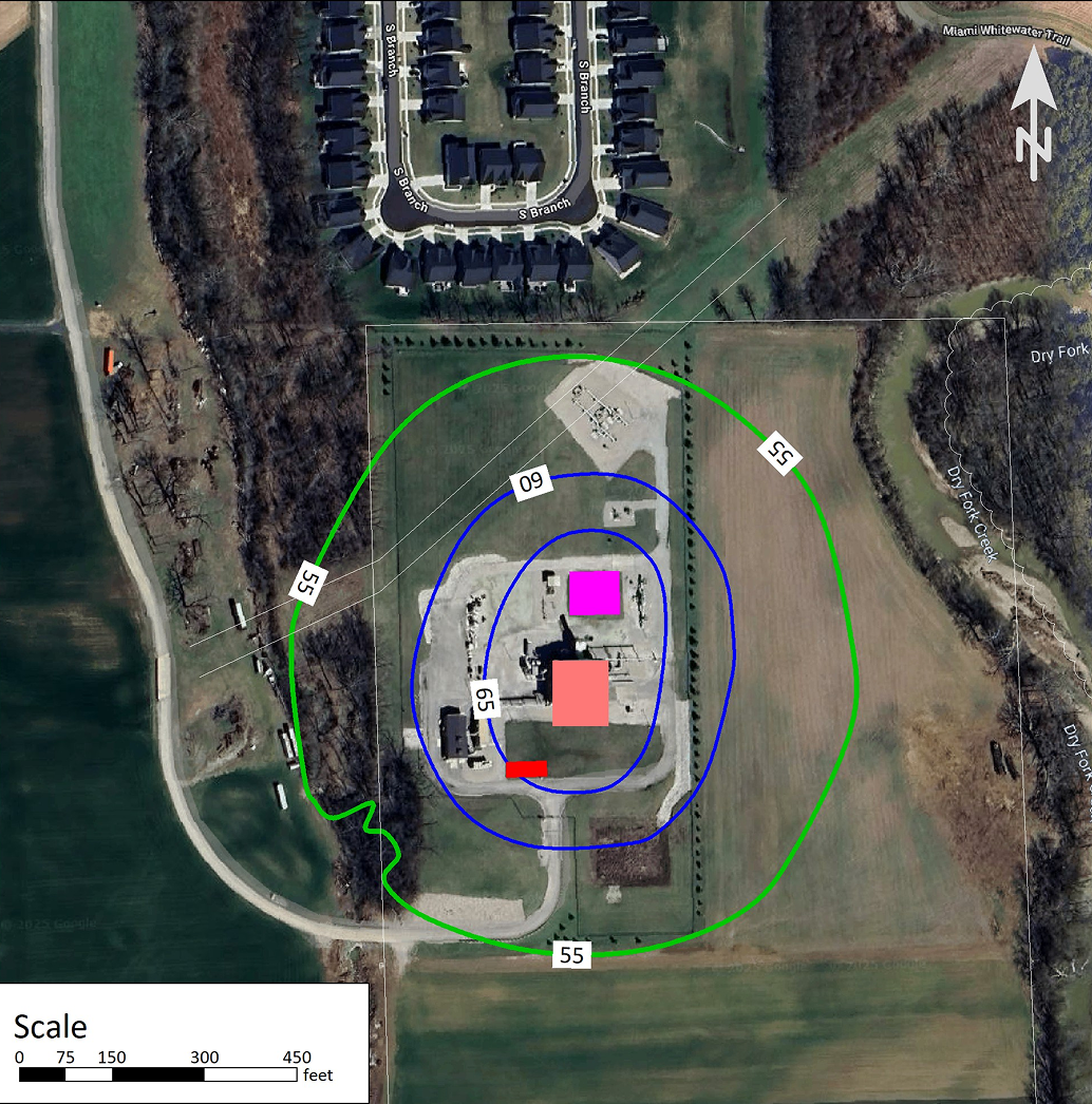 Compressor station sound dispersion map